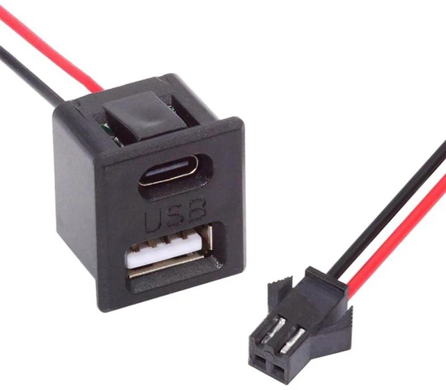 Main image of AJMRTC DIY OEM Type-C & Type-A Female Socket to 2Pin Header Cable, 2.54mm Pitch Latch Mount Wire, DC 5V Power Supply Cord for Electronic Prototype and DIY Circuit Projects