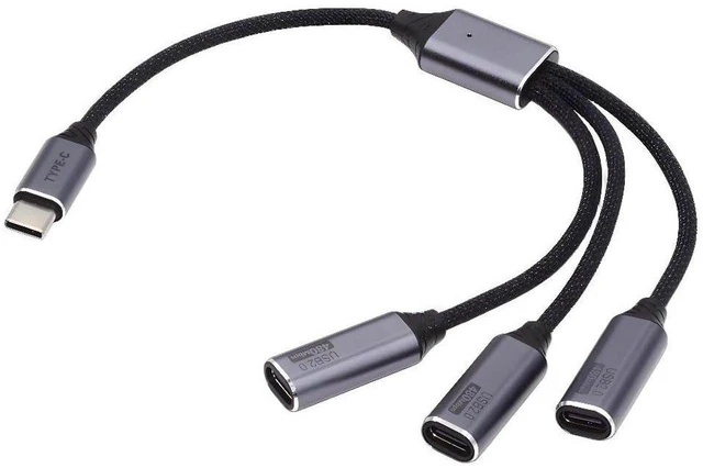 Main image of AJMRTC USB-C to 3-Port USB C Female Hub Adapter, Bus-Powered Type-C Multi Port Splitter for Laptop Desktop, Connect Mouse, Keyboard, Flash Drive and USB-C Peripherals