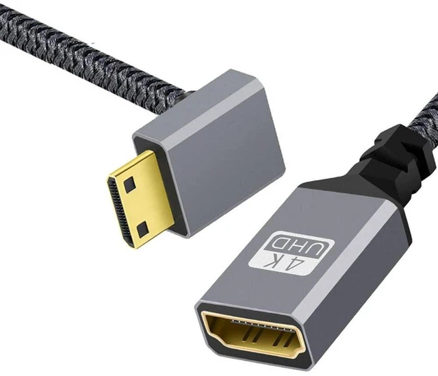 Main image of AJMRTC 4K 90 Degree Down Angled Mini HDMI 1.4 Male to HDMI Female Extension Cable, Type-C Mini HDMI Converter Cord for DV, MP4, Digital Camera, DC and Laptop Video Connection