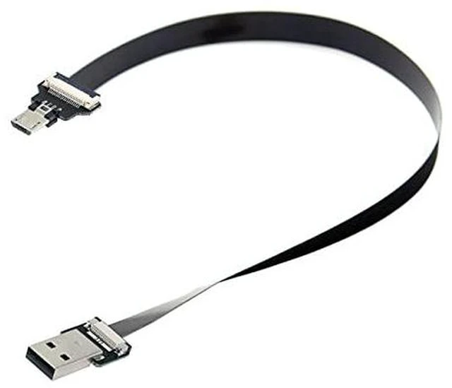 Main image of AJMRTC USB 2.0 Type-A Male to Micro USB 5Pin Male Flat Slim FPC Cable 100cm, Flexible Ribbon Cord for FPV Drone, External Hard Disk, Android Phone, 480Mbps Data Sync & Charging Hidden Wiring