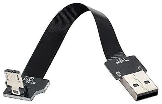 Main image of AJMRTC Down Angled USB 2.0 Type-A Male to Micro USB 5Pin Male Flat Slim FPC Cable 50cm, Flexible Ribbon Cord for FPV Drone, External Hard Disk, Android Phone, 480Mbps Data Sync & Charging Hidden Wirin