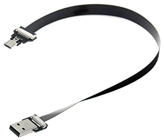 Main image of AJMRTC USB 2.0 Type-A Male to Micro USB 5Pin Male Flat Slim FPC Cable 200cm, Flexible Ribbon Cord for FPV Drone, External Hard Disk, Android Phone, 480Mbps Data Sync & Charging Hidden Wiring