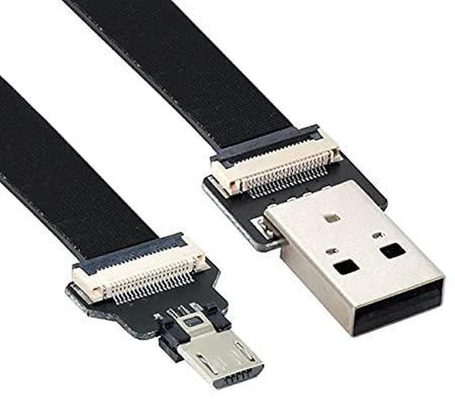 Alt view image 5 of 7 - AJMRTC USB 2.0 Type-A Male to Micro USB 5Pin Male Flat Slim FPC Cable 200cm, Flexible Ribbon Cord for FPV Drone, External Hard Disk, Android Phone, 480Mbps Data Sync & Charging Hidden Wiring