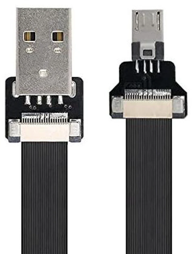 Alt view image 2 of 7 - AJMRTC USB 2.0 Type-A Male to Micro USB 5Pin Male Flat Slim FPC Cable 200cm, Flexible Ribbon Cord for FPV Drone, External Hard Disk, Android Phone, 480Mbps Data Sync & Charging Hidden Wiring