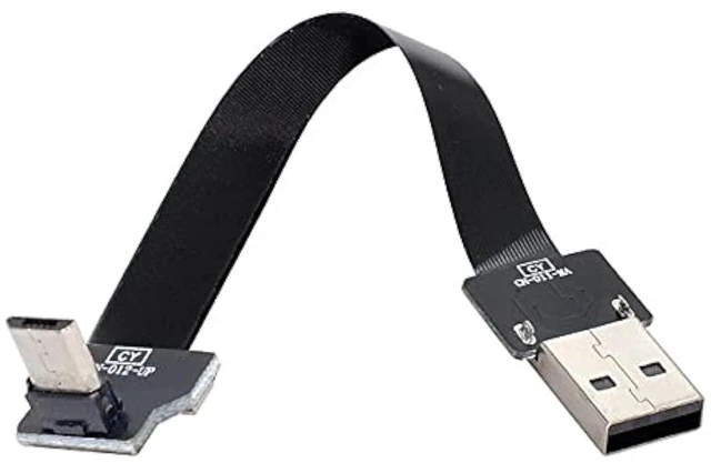Main image of AJMRTC Up Angled USB 2.0 Type-A Male to Micro USB 5Pin Male Flat Slim FPC Cable 200cm, Flexible Ribbon Cord for FPV Drone, External Hard Disk, Android Phone, 480Mbps Data Sync & Charging Hidden Wiring