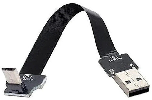 Alt view image 2 of 7 - AJMRTC Up Angled USB 2.0 Type-A Male to Micro USB 5Pin Male Flat Slim FPC Cable 200cm, Flexible Ribbon Cord for FPV Drone, External Hard Disk, Android Phone, 480Mbps Data Sync & Charging Hidden Wiring