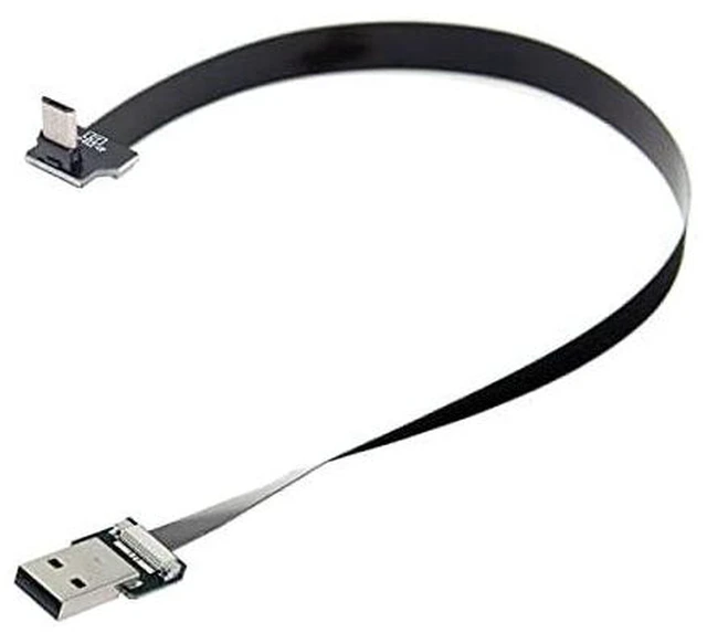 Alt view image 4 of 7 - AJMRTC Up Angled USB 2.0 Type-A Male to Micro USB 5Pin Male Flat Slim FPC Cable 200cm, Flexible Ribbon Cord for FPV Drone, External Hard Disk, Android Phone, 480Mbps Data Sync & Charging Hidden Wiring