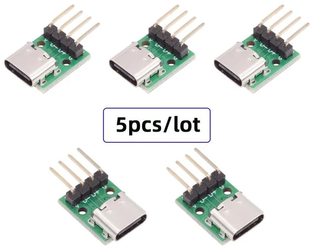 Alt view image 2 of 7 - AJMRTC 5 Pack USB C DIY Connector, 2.54mm Pitch 4Pin Wafer Socket, USB 2.0 Type C Female Socket, Port Repair Replacement Solder Adapter Breakout Board for Electronic Prototyping & Circuit DIY Projects