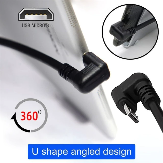 Alt view image 5 of 7 - AJMRTC Micro USB 2.0 5Pin Male to Female Extension Cable, Opposite U-Shape Back Angled Micro USB Cord, Support Power Charging & 480Mbps Data Transfer for Laptops, Phones, Security Cameras and Micro
