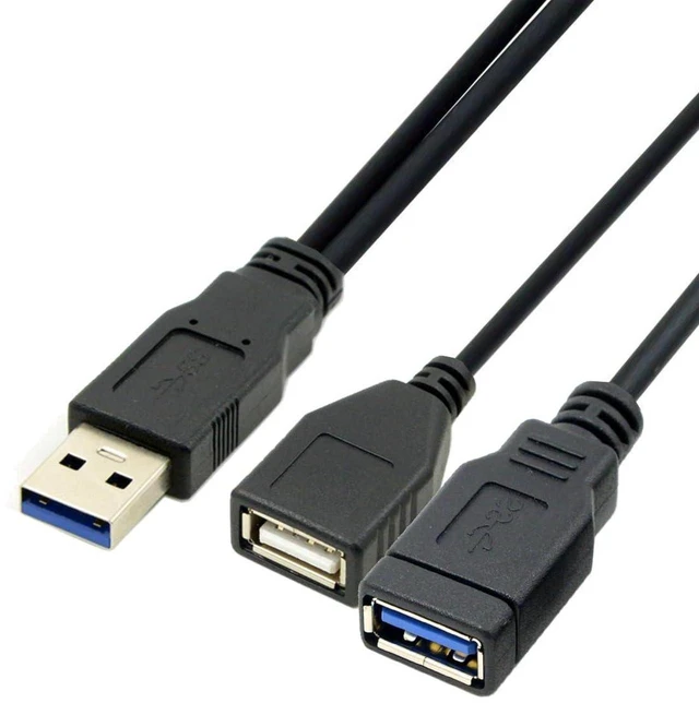 Main image of AJMRTC 20cm Dual Type-A USB3.0 Female to Type-A USB3.0 Male Extra Power & Data Y Cable, Dual-Female USB 3.0 Splitter Cord, Compatible with External Disk Drives, SSD, Printers and Scanners