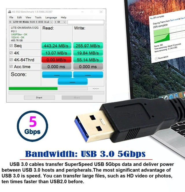 Alt view image 4 of 7 - AJMRTC 20cm Dual Type-A USB3.0 Female to Type-A USB3.0 Male Extra Power & Data Y Cable, Dual-Female USB 3.0 Splitter Cord, Compatible with External Disk Drives, SSD, Printers and Scanners