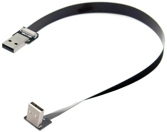 Main image of AJMRTC 50cm 90 Degree Up Angled USB 2.0 Type A Male to Type A Male Flat Slim FPC Cable, 480Mbps Flexible Ribbon Data Cord for FPV Drones, Disk Drives, Scanners, Printers and USB 2.0 Peripherals