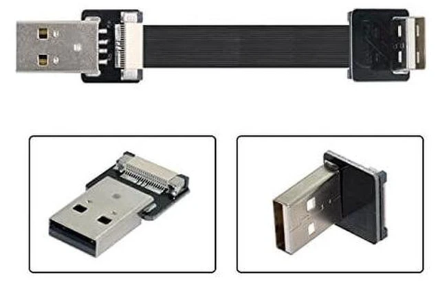Alt view image 2 of 7 - AJMRTC 200cm 90 Degree Down Angled USB 2.0 Type A Male to Type A Male Flat Slim FPC Cable, 480Mbps Flexible Ribbon Data Cord for FPV Drones, Disk Drives, Scanners, Printers and USB2.0 Peripherals