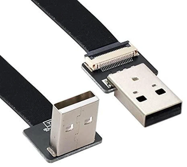 Main image of AJMRTC 200cm 90 Degree Up Angled USB 2.0 Type A Male to Type A Male Flat Slim FPC Cable, 480Mbps Flexible Ribbon Data Cord for FPV Drones, Disk Drives, Scanners, Printers and USB2.0 Peripherals
