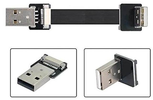 Alt view image 2 of 6 - AJMRTC 200cm 90 Degree Up Angled USB 2.0 Type A Male to Type A Male Flat Slim FPC Cable, 480Mbps Flexible Ribbon Data Cord for FPV Drones, Disk Drives, Scanners, Printers and USB2.0 Peripherals