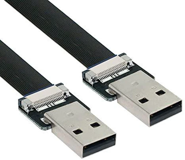 Main image of AJMRTC 200cm USB 2.0 Type A Male to Type A Male Flat Slim FPC Data Cable, 480Mbps Flexible Ribbon Extension Cord for FPV Drones, Hard Disk Drives, Scanners, Printers and USB 2.0 Type-A Devices
