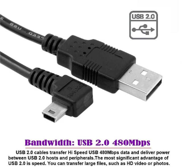 Alt view image 7 of 7 - AJMRTC 3M 90 Degree Right Angled Mini USB B Type 5Pin Male to USB 2.0 Type A Male Power & Data Cable, 480Mbps High Speed Cord for Digital Cameras, GPS, MP3 Players and Legacy Mini USB 5Pin Electronic