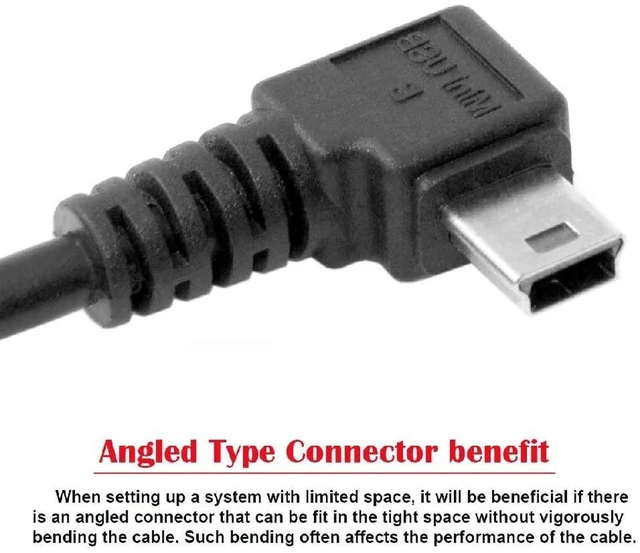 Alt view image 3 of 7 - AJMRTC 3M 90 Degree Right Angled Mini USB B Type 5Pin Male to USB 2.0 Type A Male Power & Data Cable, 480Mbps High Speed Cord for Digital Cameras, GPS, MP3 Players and Legacy Mini USB 5Pin Electronic
