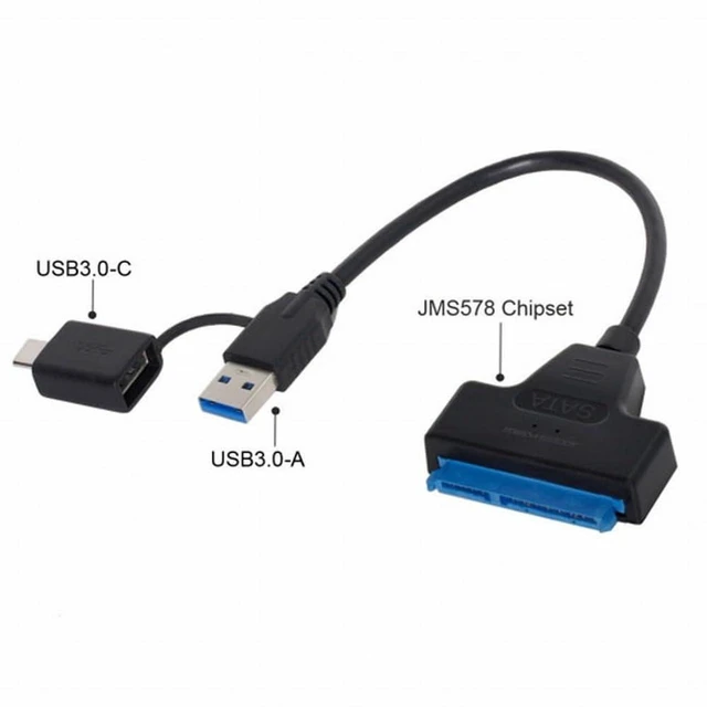 Alt view image 3 of 7 - AJMRTC USB 3.0 Type C Male to SATA 22Pin 2.5 Inch Hard Drive SSD Adapter Cable, High Speed Storage Converter Cord, External Portable Connector for 2.5" SATA HDD SSD, Laptop, Desktop Data Backup