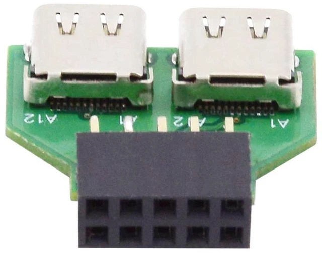 Main image of AJMRTC Dual Ports USB 3.1 Type C Female to USB2.0 9Pin 10Pin Motherboard Header PCBA Adapter, 480Mbps Internal Front Panel Converter Board for Desktop PC, DIY Chassis Modification and Dual USB-C Port