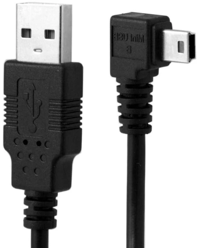 Main image of AJMRTC 3.0M 90 Degree Right Angled Mini USB B Type 5Pin Male to USB 2.0 Type A Male Power & Data Cable with EMI Ferrite Core, 480Mbps Shielded Cord for Digital Cameras, GPS, MP3 Players and Legacy Min