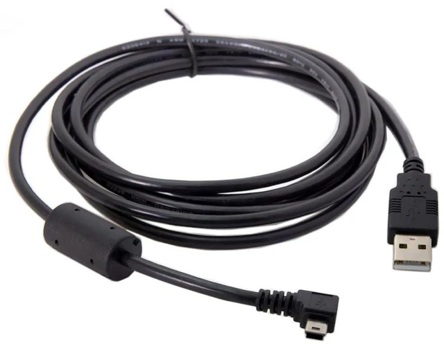 Alt view image 3 of 7 - AJMRTC 3.0M 90 Degree Right Angled Mini USB B Type 5Pin Male to USB 2.0 Type A Male Power & Data Cable with EMI Ferrite Core, 480Mbps Shielded Cord for Digital Cameras, GPS, MP3 Players and Legacy Min