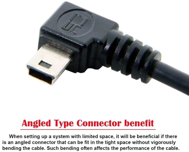 Alt view image 5 of 7 - AJMRTC 5M 90 Degree Left Angled Mini USB B Type 5Pin Male to USB 2.0 Type A Male Power & Data Cable with EMI Ferrite Core, 480Mbps Shielded Cord for Digital Cameras, GPS, MP3 Players and Legacy Mini