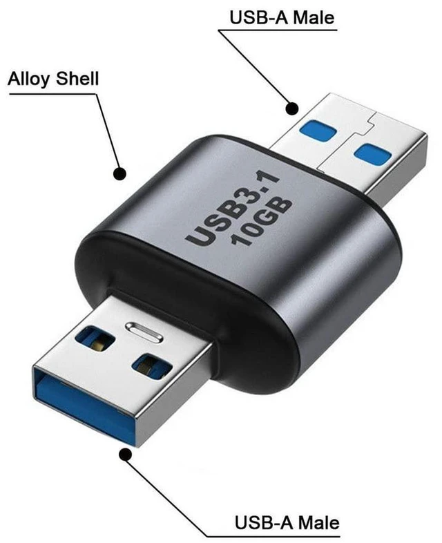 Alt view image 4 of 7 - AJMRTC 10Gbps USB3.0 / USB3.1 Type A Male to Type A Male Data Extension Adapter Cable, High Speed Bidirectional Transfer Cord for Laptop, Desktop PC, External SSD, Flash Drives and USB-A Storage Perip