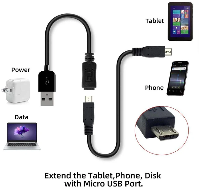 Alt view image 4 of 7 - AJMRTC 100cm Full Pin Connected Micro USB 2.0 5Pin Male to Male Extension Cable, 480Mbps OTG Data Sync & Charging Cord, Compatible with Tablets, Smartphones and Micro USB 5Pin Electronic Devices