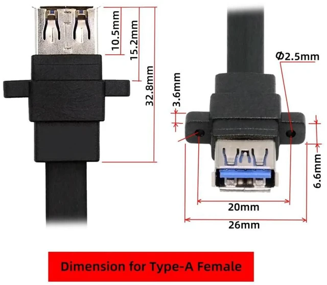Alt view image 5 of 7 - AJMRTC 50CM Ultra Slim Flat Dual USB3.0 Type A Female Panel Mount to Motherboard 20Pin/19Pin Header Cable, 5Gbps Internal Front Panel Converter Wire for Desktop PC, Chassis DIY Modification and Dual