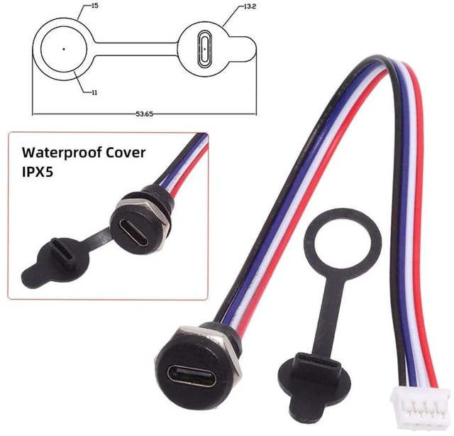 Alt view image 4 of 7 - AJMRTC 5Pcs/Set Panel Mount Type C Female Socket to 4Pin Header Cable, 2.0mm Pitch Connector Wire, DC 5V Power & USB2.0 Data Transfer Cable, DIY OEM Electronic Parts for Custom Enclosure & Embedded