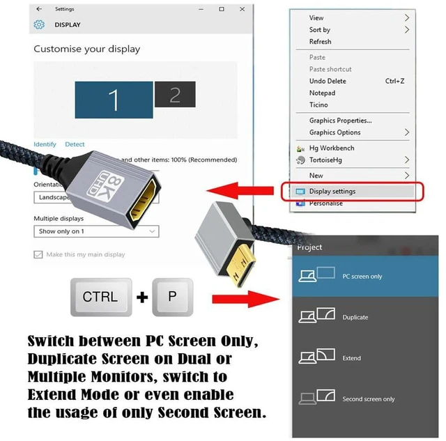 Alt view image 5 of 7 - AJMRTC 8K Mini HDMI 2.1 Male 90 Degree Up Angled to HDMI Female Extension Cable, High Speed HDTV Cord Supports 8K@60Hz Audio Video, for DV Camera, Laptop, Portable Monitor, Right Up Bend Connector for