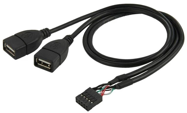 Main image of AJMRTC 50cm USB 9Pin 10Pin Motherboard Female Header to Dual USB 2.0 Female Adapter Cable, Internal Front Panel USB 2.0 Extension Cord, Dual USB-A Female Port for Desktop PC Chassis Expansion