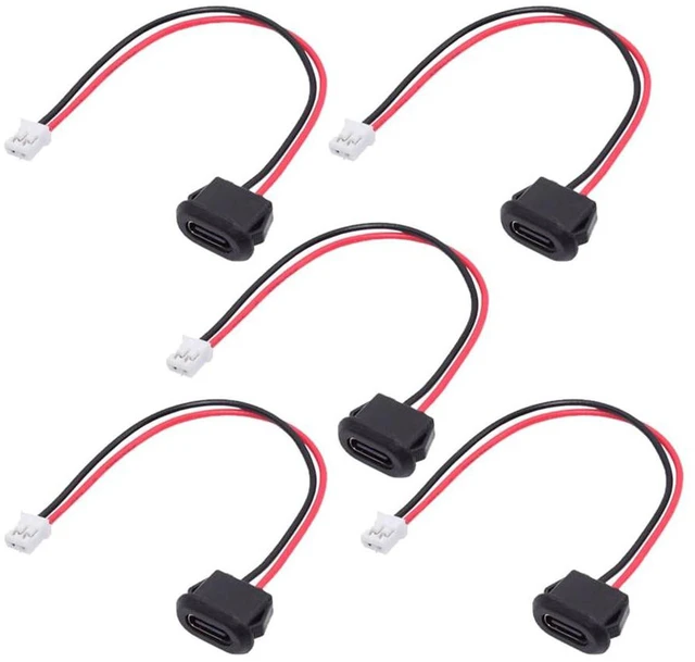 Alt view image 5 of 7 - AJMRTC 5Pcs Set Latch Mount Type-C Female Socket to 2Pin 2.0mm Pitch Header Cable, DC 5V Power Only Adapter Wire, Type C Jack to 2P Terminal Cable for DIY Electronic Power Supply Project