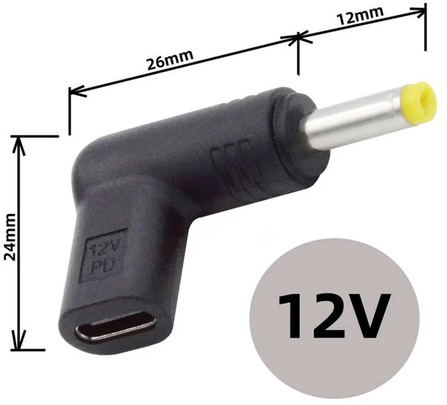 Alt view image 2 of 7 - AJMRTC USB 3.1 Type-C Female to DC 12V 4.8x1.7mm Male Plug 90 Degree Angled PD Emulator Trigger Adapter, PD Power Decoy Converter for Router, Monitor, Mini PC, CCTV Camera, DC 4.8*1.7mm Power Supply