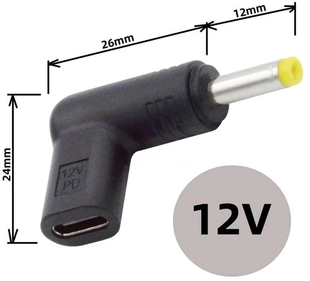 Alt view image 7 of 7 - AJMRTC USB 3.1 Type-C Female to DC 12V 4.0x1.7mm Male Plug 90 Degree Angled PD Emulator Trigger Adapter, PD Power Decoy Converter for Router, TV Box, Mini PC, CCTV Camera 4.0*1.7mm DC Barrel Connector