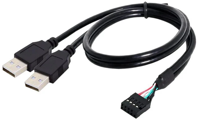 Main image of AJMRTC Motherboard 9Pin 10Pin Female Header Housing to Dual USB 2.0 Male Type-A Cable 50cm, Internal USB 2.0 Front Panel Header Adapter Wire, 480Mbps Data Transfer for PC Case Motherboard USB Expansio
