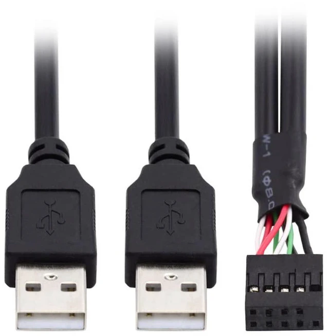 Alt view image 6 of 7 - AJMRTC Motherboard 9Pin 10Pin Female Header Housing to Dual USB 2.0 Male Type-A Cable 50cm, Internal USB 2.0 Front Panel Header Adapter Wire, 480Mbps Data Transfer for PC Case Motherboard USB Expansio