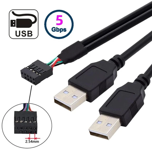 Alt view image 4 of 7 - AJMRTC Motherboard 9Pin 10Pin Female Header Housing to Dual USB 2.0 Male Type-A Cable 50cm, Internal USB 2.0 Front Panel Header Adapter Wire, 480Mbps Data Transfer for PC Case Motherboard USB Expansio