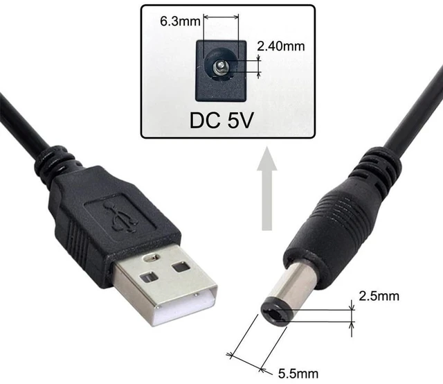 Alt view image 3 of 3 - AJMRTC USB 2.0 Type A Male to 5.5x2.5mm DC 5V Barrel Power Cable 80cm, USB to DC 5.5*2.5mm Round Plug Charging Cord, 5V Power Supply Wire for LED Light, Router, Security Camera, Small Electronic Devic