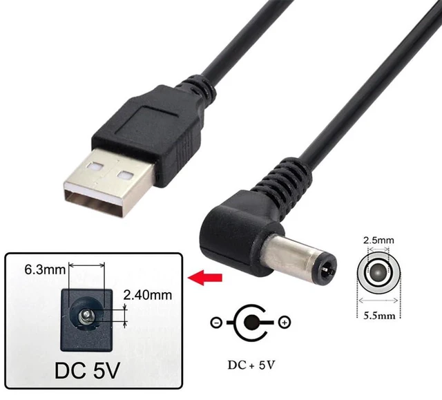 Alt view image 7 of 7 - AJMRTC USB 2.0 Type A Male to 90 Degree Right Angled 5.5x2.5mm DC 5V Barrel Power Cable, USB to DC Right Angle Round Plug Charging Cord, 5V Power Supply Wire for LED Light, Router, Security Camera