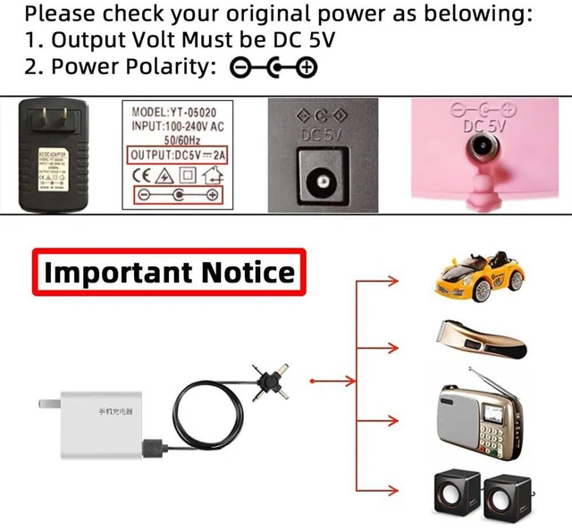 Alt view image 7 of 7 - AJMRTC USB 2.0 Type-A Male to 4-in-1 DC 5V Power Cable, Multi Barrel Tips 5.5x2.1mm,4.0x1.7mm,3.5mm,2.5mm DC Charging Cord, Universal 5V Power Supply Wire for Small Electronic Devices
