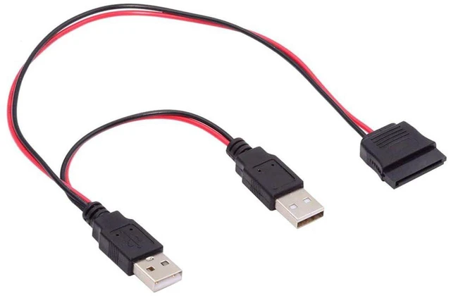 Alt view image 4 of 7 - AJMRTC Dual USB 2.0 to SATA 15Pin Power Cable, 5V SATA Power Adapter Cord for 2.5 Inch SATA HDD SSD Hard Drive, Max 2A Output, USB to SATA Power Supply Wire for 2.5" Solid State Disk