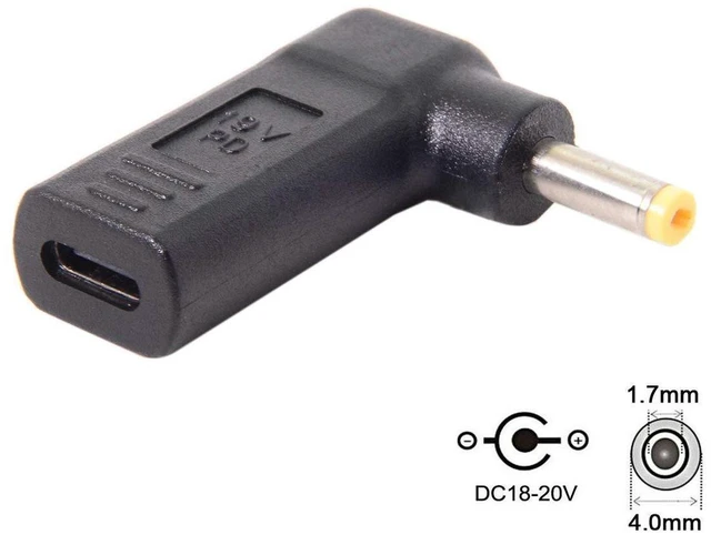 Alt view image 3 of 7 - AJMRTC USB 3.1 Type-C to DC 19V PD Trigger Emulator Adapter, 90 Degree Angled USB-C PD Power Converter with 4.0x1.7mm Barrel Plug for Electronics with 4.0*1.7mm DC Jack