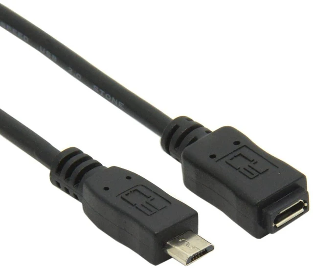 Main image of AJMRTC 50cm Full Pin Micro USB 2.0 5Pin Male to Female Extension Cable, M/F OTG Cord for Smartphone, Tablet, Charging and 480Mbps Data Transfer
