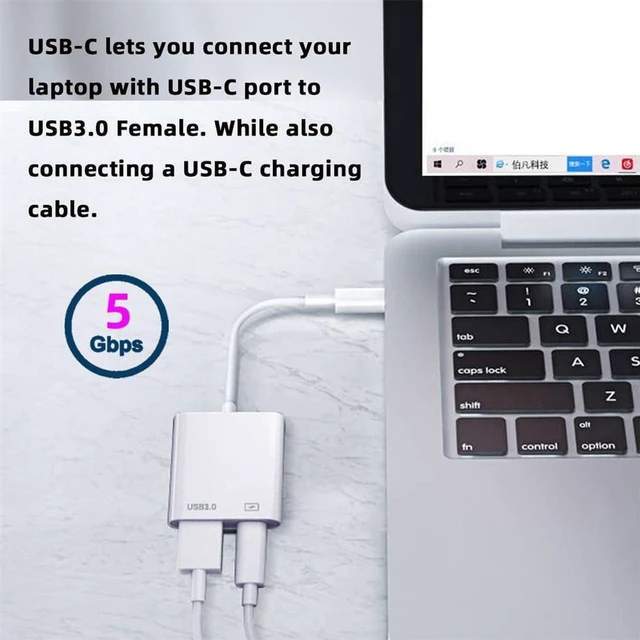 Alt view image 3 of 7 - AJMRTC 5Gbps USB-C Male to USB 3.0 Type A Female Adapter with PD Power Charging, USB C to USB A Converter, High Speed Data Transfer for MacBook, Laptop, Tablet, Smartphone and USB-A Peripherals