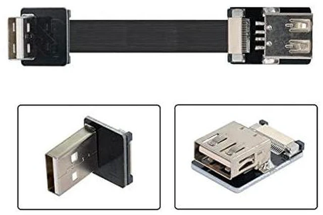 Alt view image 6 of 7 - AJMRTC 100cm Down Angled USB 2.0 Type-A Male to Female Flat Slim FPC Extension Cable, Low Profile Ribbon Data Cord for FPV Drone, Hard Disk, Scanner, Printer and Compact Space Installations