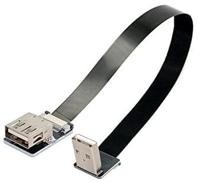 Alt view image 5 of 7 - AJMRTC 100cm Down Angled USB 2.0 Type-A Male to Female Flat Slim FPC Extension Cable, Low Profile Ribbon Data Cord for FPV Drone, Hard Disk, Scanner, Printer and Compact Space Installations