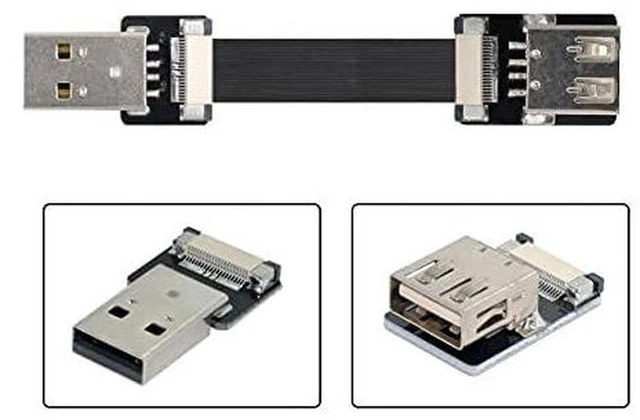 Alt view image 3 of 6 - AJMRTC 200cm USB 2.0 Type-A Male to Female Flat Slim FPC Extension Cable, Ultra Thin Ribbon Data Cord for FPV Drone, Hard Disk, Scanner, Printer and Space-Limited Equipment Installation