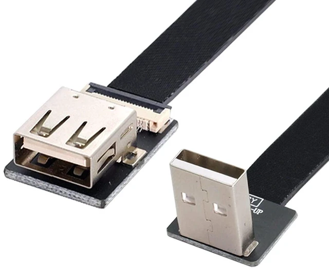 Main image of AJMRTC 50cm Up Angled USB 2.0 Type-A Male to Female Flat Slim FPC Extension Cable, Ultra Thin Ribbon Data Cord for FPV Drone, Hard Disk, Scanner, Printer & Narrow Space Installation